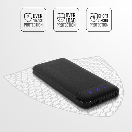 ZEBRONICS MB10000S4 Power Bank, 10000 mAh, 12W, Dual USB Output, Type C & Micro USB Input, Built in Protections, Percentage LED Display, Included USB to Type C Cable, Made in India(Black) - Image 5