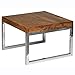 Produktbild FineBuy Beistelltisch Massiv-Holz Sheesham Wohnzimmer-Tisch mit Metallgestell Landhaus-Stil Couchtisch Dunkelbraun Natur-Produkt Wohnzimmermöbel Unikat modern Massivholzmöbel Echtholz Anstelltisch