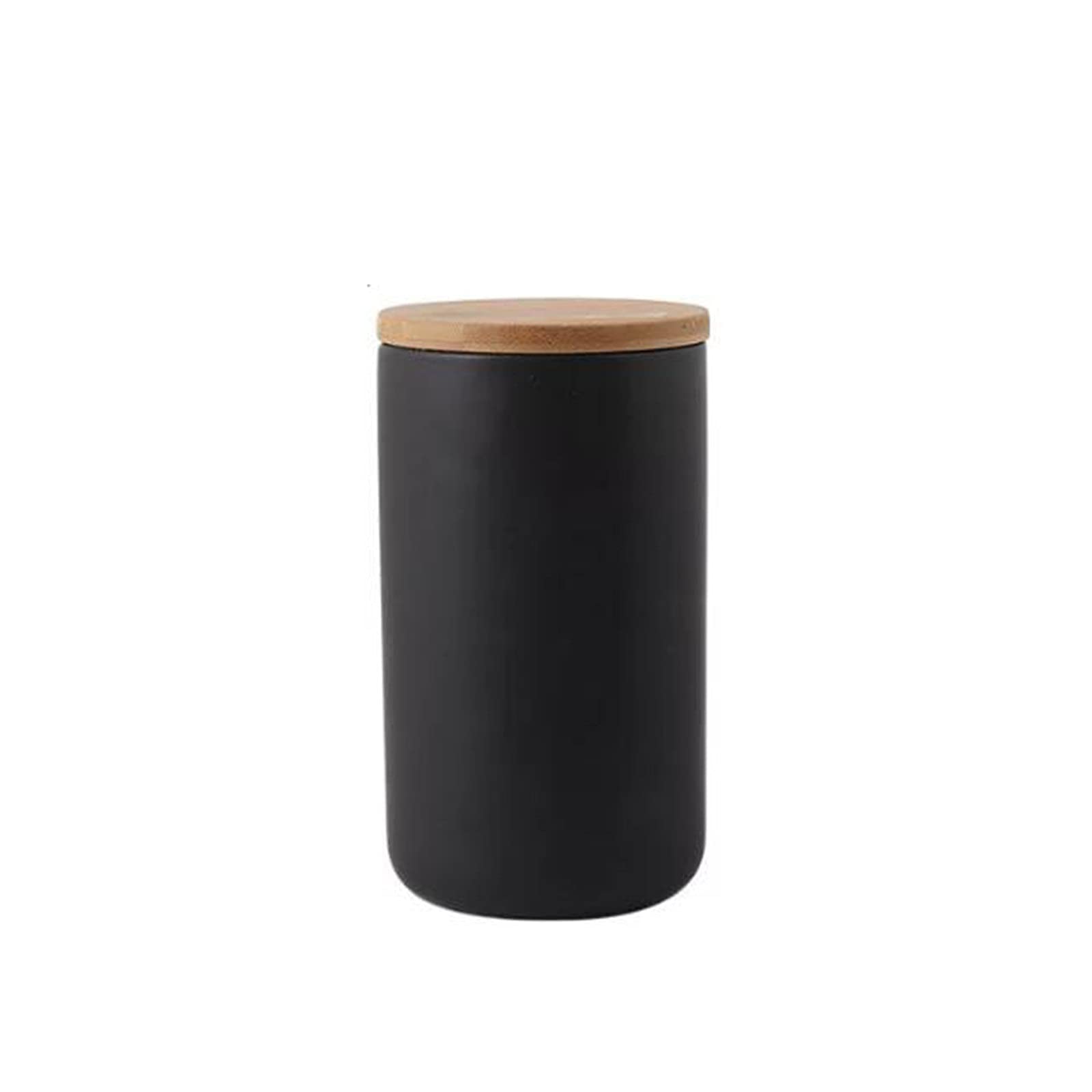 XinLuMing Ceramic coffee can, airtight, with sealed bamboo lid, kitchen storage box for coffee, tea 2pcs (Color : Black, Size : 1000ml)