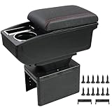 seiyishi アームレスト 車 コンソールボックス 車用アームレスト ドリンクホルダー 車内収納ボックス スライド式 肘置き カップホルダー スマホスタンド付き 収納 アクセサリー 車 肘掛け 内装 長時間 運転 カー用品 装着簡単 (シンプルタイプ)