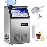 Commercial Ice Maker Machine 55KG/24H High Output - 16KG Ice Storage, Built-in/Freestanding Ice Cube Maker with Self-Cleaning & Timer for Home Bars Restaurants