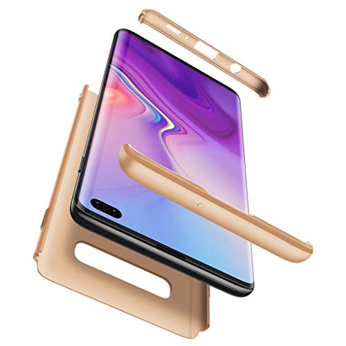 NiaCoCo Compatible con Samsung Galaxy S10 Plus Silicona TPU A Prueba de Choques Caso,Ultra Thin Anti Scratch 3 en 1 diseño Protector Caso para Samsung Galaxy S10 Plus-Oro Cover