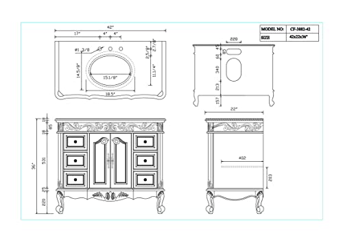 42” Benton Collection Traditional Style Antique White Beckham Bathroom Vanity Sw-3882W-Aw-42 #TOP2