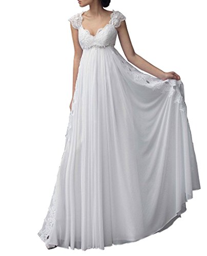 Nuojia Robe de mariée en mousseline de soie pour femme enceinte avec capuchons - Blanc - 50 Cover