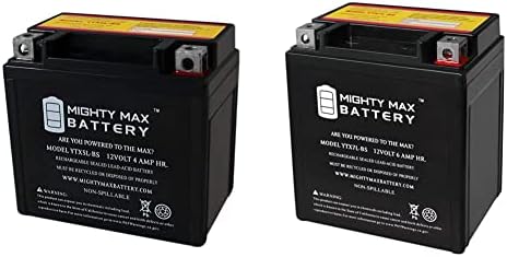 Mighty Max Battery Motorcycle Battery Replacement, 12V 4AH, 55 CCA, Brand Product & YTX7L-BS -12 Volt 6 AH, 100 CCA, Rechargeable Maintenance Free SLA AGM Motorcycle Battery