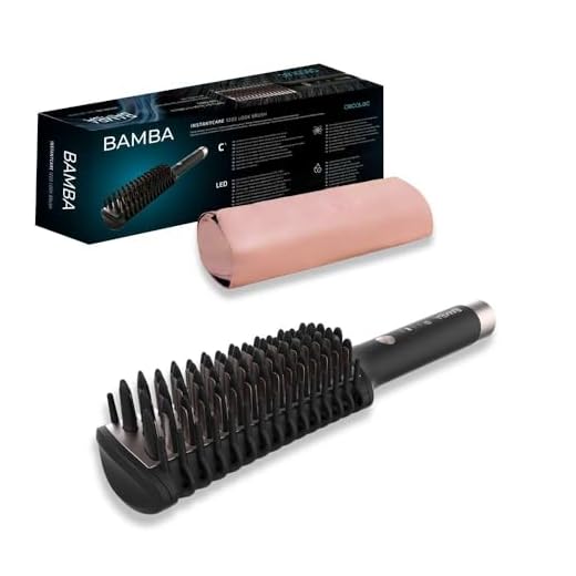 Cecotec Cepillo Alisador Bamba InstantCare 1200 Look Brush. 56W, Revestimiento de Cerámica y Turmalina, Control de Temperatura de 120ºC-180ºC, Calentamiento en 60", Bolsa de Viaje
