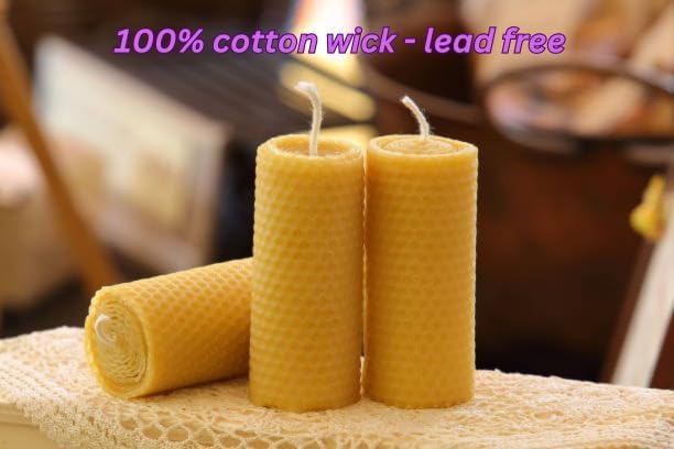 4 Pack Natural Beeswax Pillar Candles,100% Pure Beeswax Candles-384 Hours Long Burning,Unscented Bees Wax Candles for Home,Prayer,Emergency,Dripless Smokeless Organic Beeswax Candles Bluk- 2" x 3"in