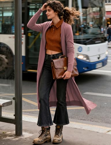 Image of GRACE KARIN Essential Solid Open Front Maxi Long Knitted Cardigan Sweater for Women