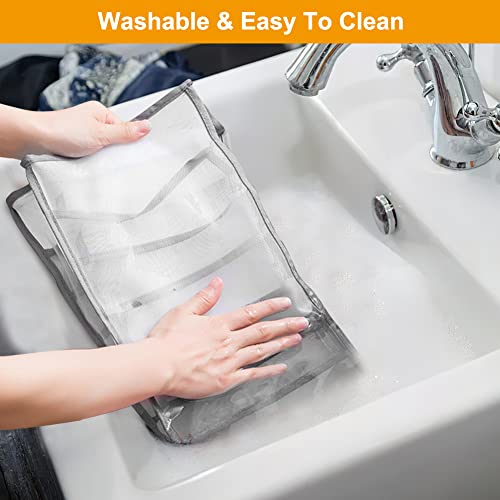 Bestfire 7 Grids Washable Wardrobe Clothes Organizer, 3Pcs Jeans Compartment Storage Box, Foldable Closet Drawer Organizer Clothes Drawer Mesh Separation Box Clothes Wardrobe (2Pcs Large, 1Pcs M) #TOP5