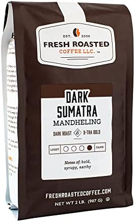Fresh Roasted Coffee, Dark Sumatra Mandheling, 2 lb (32 oz), Dark Roast, Kosher, Whole Bean
