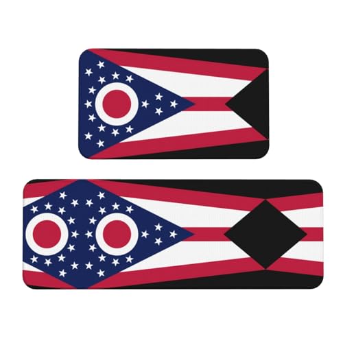 JaoXer Ohio State Flag Kitchen Floor Mat 2 Sets