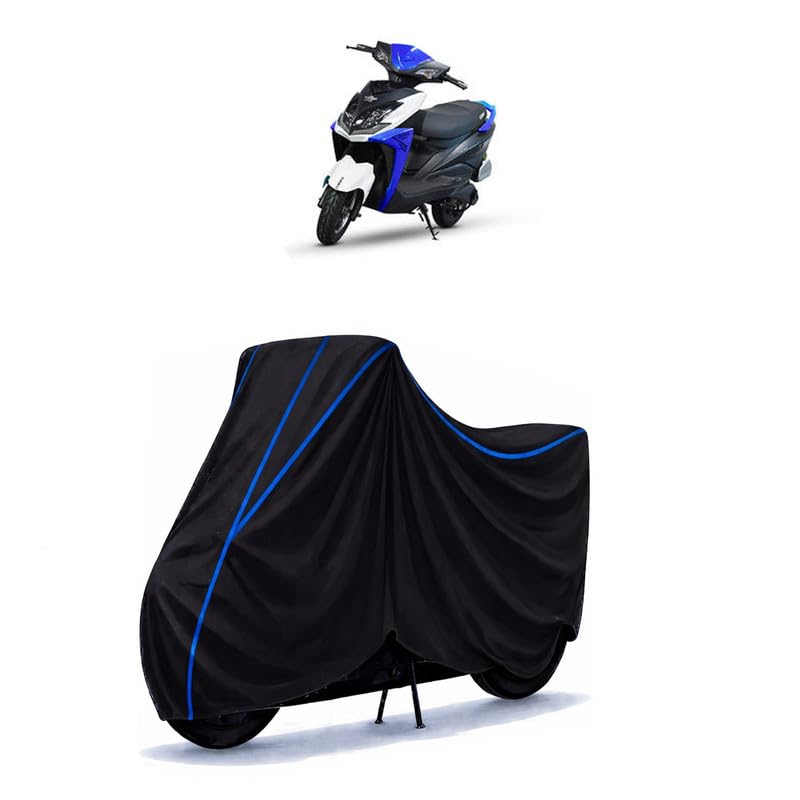 Image of Scooty Cover Water Resistant for Gemopai Astrid Lite BS6 | Universal Scooter & Bike Cover | Heavy Duty UV Dust, Rain & Scratch Protection Weather Indoor Outdoor | Black with Blue Piping