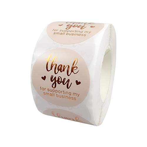 1.5Inch Thank You for Supporting My Small Business Sticker Labels?Thank You Stickers, Decorative Sealing Stickers for Christmas Gifts, Wedding, Party(1 Roll, 500 Stickers) (Pink)