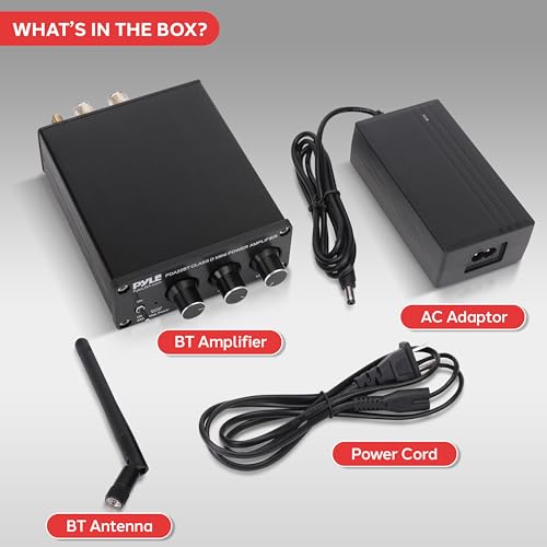 Pyle 240W Mini Bluetooth Home Stereo Amplifier - 2 Channel Compact Micro Receiver with Bass & Treble Control Dials - Includes Power Supply - Use with Passive Speakers for Indoor - Garage - Desktop by Pyle - Image 7