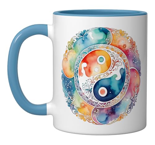 Taza cerámica azul y blanca QIGong miniatura 1