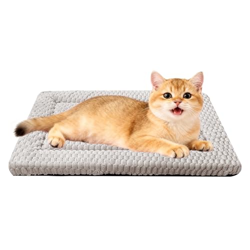 Dog Bed Mat,Reversible & Ultra Soft Kennel Pad-Machine Washable Pet Bed for Dogs & Cats-All-Weather Crate Liner for Crates,Carriers & Travel (Light Gray, 18" L x 14" W x 1.5" Th)