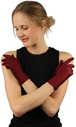 Elegant Satin Matte Finish Stretchy Wrist Length Dressy Evening Gloves