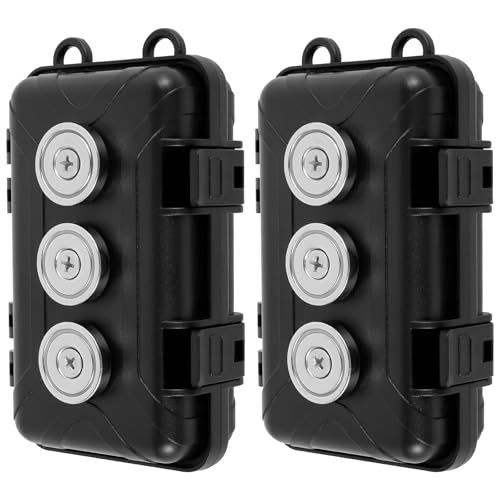 ZJMCAJY 1 peça/2 peças de porta-chaves magnéticas embaixo do carro com ímã forte, à prova d'água, capa magnética multifuncional, caixa magnética segura para localizador GPS QUZHEMA_US