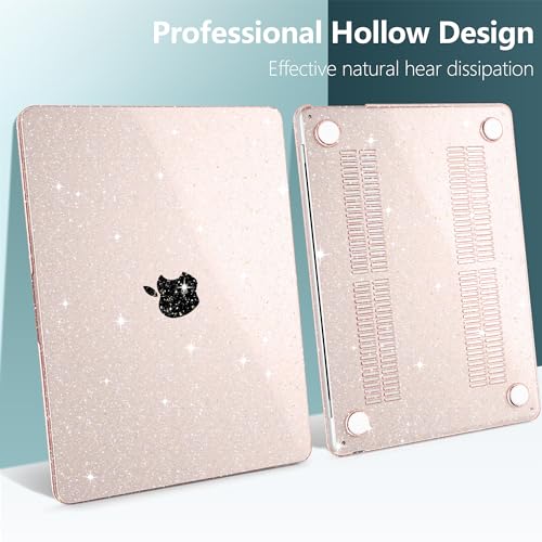 TWOLSKOO Glitter Case for MacBook Air 13 inch M5 2026 M4 M3 M2 2025-2022 (Model A3449 A3240 A3113 A2681), Bling Hard Shell Case & Keyboard Cover & Screen Film for MacBook Air 13.6 inch, Starlight by TWOLSKOO - Image 6
