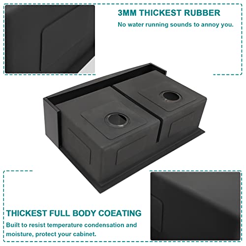 Lordear Matte Black Double Bowl Farmhouse Kitchen Sink 33 Inch Apront Front Kitchen Sinks 50/50 16 Gauge Undermount Stainless Steel Farm Sink 33X22 Inch #TOP4