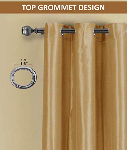 Image of JUPON Silk Blackout Curtain, Gold, 6 Feet | 3 Layers Weaving Technology, Solid Grommet Pattern, Pack of 1 Piece