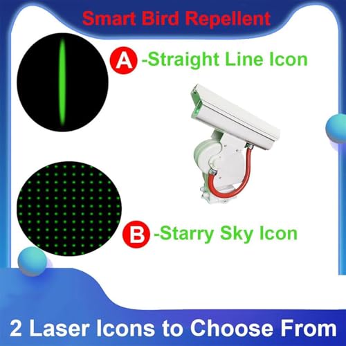 Automático Bird Chaser Laser Detractrent, Repelente de pájaro láser 360o con control de aplicaciones - Waterproof Automatic Bird Deterrent 300m2 Cobertura, Automatic Cruise, For Chaser Pigeons, Starli