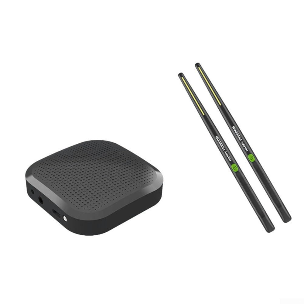 Batteria elettronica portatile con tecnologia di rilevamento del movimento 3D e esperienza sonora di realtà virtuale in blu navy, per casa ufficio o uso esterno, con due bacchette (A-black)