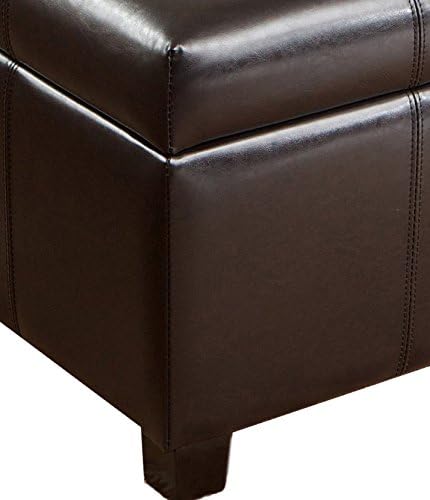 | Storage Ottoman | Coffee Table | Square Shaped | Premium Bonded Leather in Espresso Brown