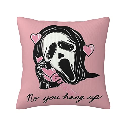 Throw Pillow Covers 18X18 Decorative Square Horror Movies Pink Ghost Face Cushion Cover Cushion Case Pillowcase Decoration For Home Sofa Bedroom Chair #TOP7