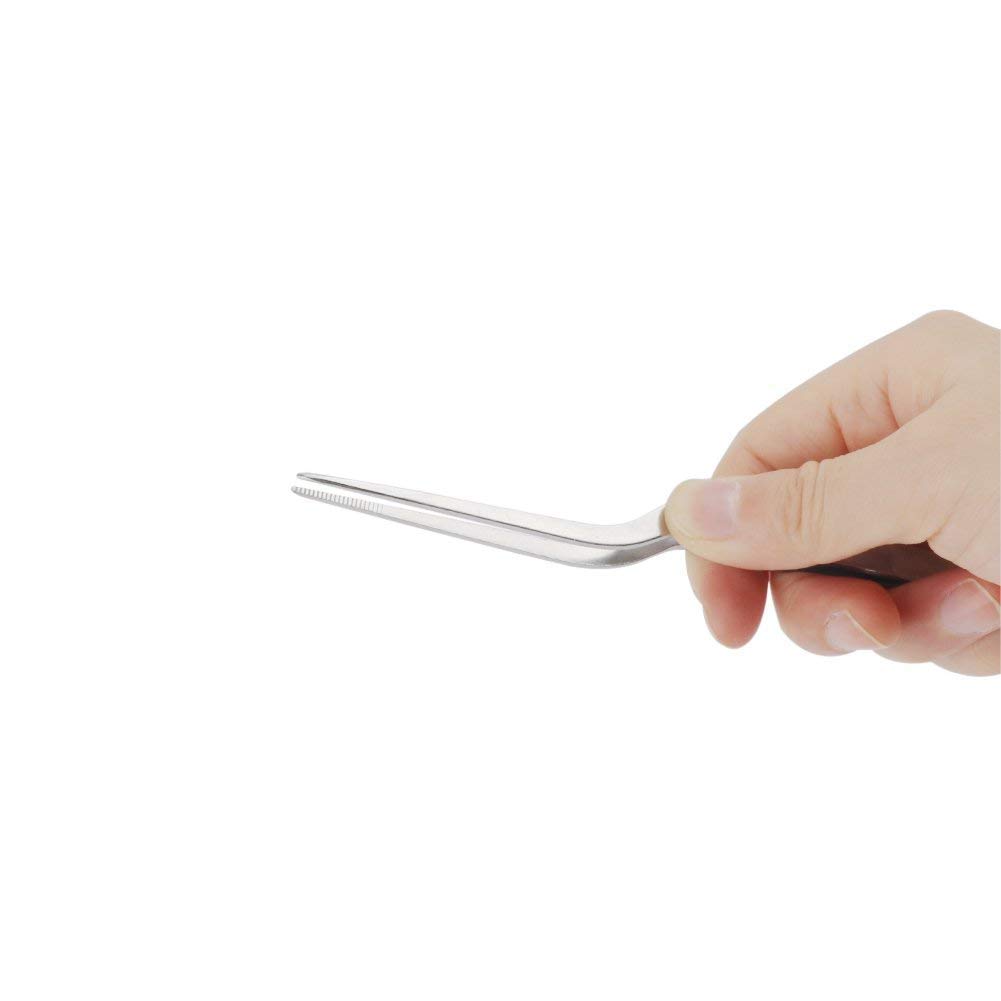 NJ Culinary Chef Tweezer 6.3 Inches, Food Placement Tweezer, tweezer Design Styling Stainless Steel Bayonet Forceps Precision Tongs with Offset Fine Tip - 1 Pc. 4
