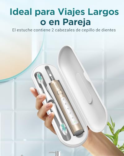 Miniatura 6 de Cepillo De Dientes Eléctrico Sónico Para Viajar - Cepillo Electrico Adultos Infantil Con 8 Cabezales Y Estuche, 5 Modos, Ipx7 Impermeable, Cepillos De Dientes Eléctricos Ultrasónicos, Dorado