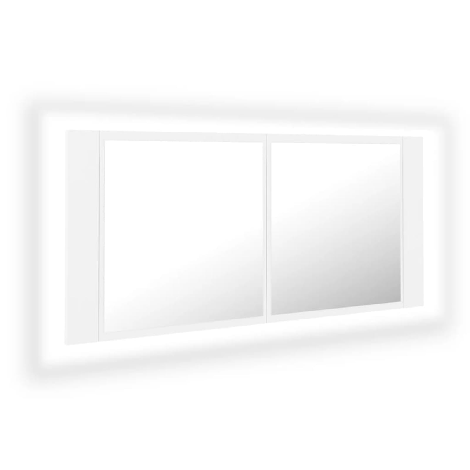 Gecheer LED-Bad-Spiegelschrank Weiß 100x12x45 cm Acryl, Deko Spiegel Bathroom Mirror für Badezimmer Make-up Rasur Wohnung Hotel804980