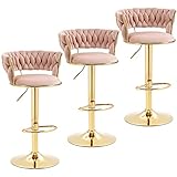 Deolme Swivel Velvet Bar Stools, Adjustable Counter Height Barstools Bar Chairs Modern Counter Stool