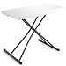 ZIMMER Personal Folding Table Sturdy and Durable Steel Frame Legs, 4 Adjustable Heights, Quick Fold up Portable Table, Weather and Impact Resistant for Indoor/Outdoor Use, 30x20-Inch, White