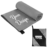 Muka Customize Microfiber Yoga Towel Grey, Super Absorbent Sweat Hand Towel Embroidery & Heat Transfer - 32x16 Inch