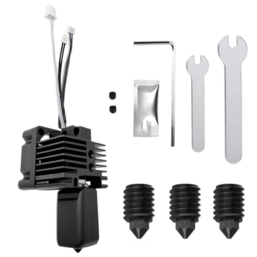 HIKUDIY Kit Hotend Completo para 3D Impresora Bambu Lab X1/X1C: Hot-End preensamblado con ventilador, termistor, calentador cerámico, boquilla 0.4/0.6/0.8mm, calcetín silicona y bloque(no P1)