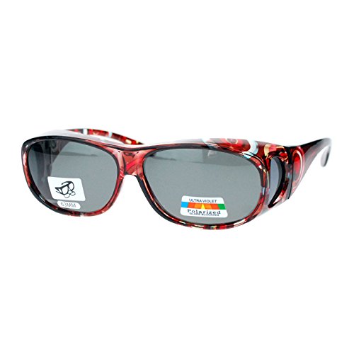 Polarized Sunglasses Fit Over Glasses Oval Rectangular OTG Anti-Glare (red, black)