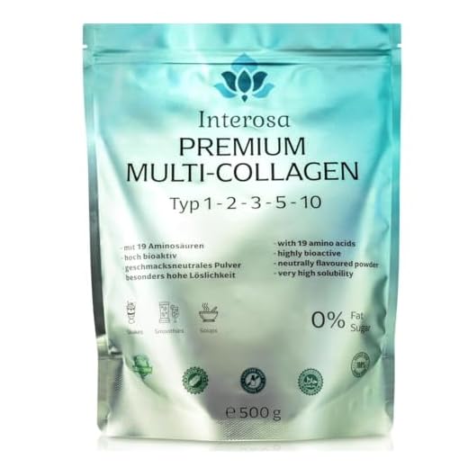 INTEROSA Collagen Pulver 500 g - Multi Kollagen Complex 5 Typen: 1, 2, 3, 5, 10 - hochwertige Eierschalenmembran Peptide - geschmacksneutral