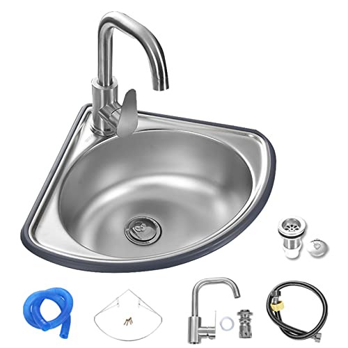 Produktbild von Dreieckiges Waschbecken Eckwaschbecken Aus Edelstahl 304 - Dreieckig, Gebürstet Für Wohnmobile, Boote & Tiny Houses Für Wohnmobile Boote