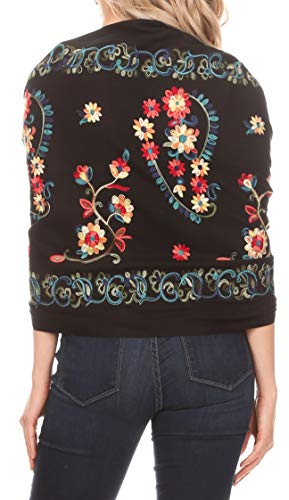 Sakkas Ginata Women's Large Casual Super Soft Embroidery Scarf Shawl Wrap Stole2