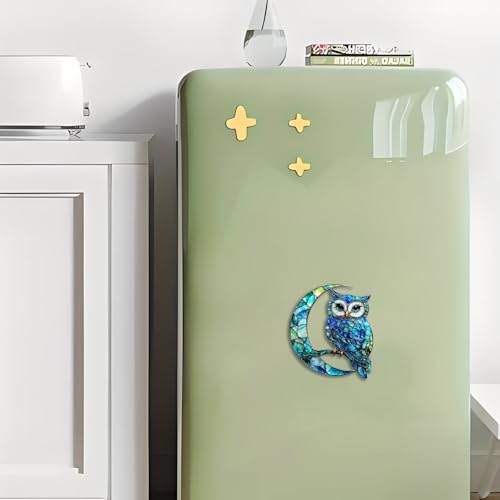 Imán decorativo acrílico luna y búho 3.15 pulg miniatura 5