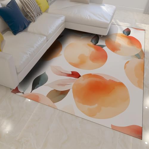 Tapis antidérapant salon lavable en machine 140x200 imprimé fruit orange moderne
