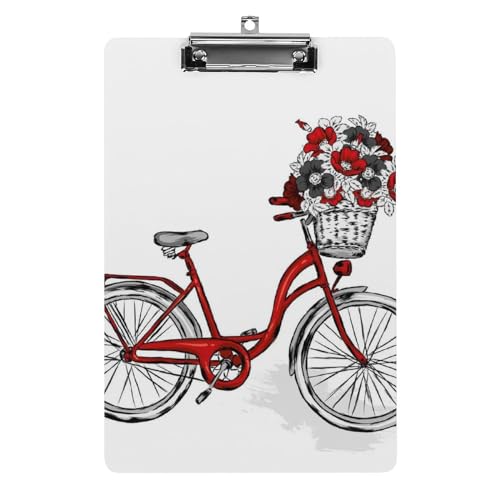 Planchette à pince fleurs de bicyclette rouge A4 contre les feuilles volantes