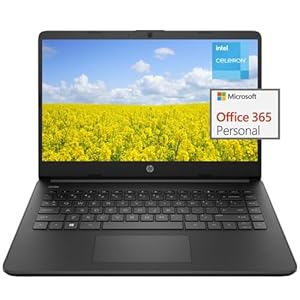 HP 14″ Ultra-Light Laptop for Students and Business – Intel Quad-Core Processor, 16GB RAM, 192GB Storage(64GB eMMC+128GB Card), 1-Year Office 365, Wi-Fi, 11H Long Battery life, Webcam, Win11 Home in S