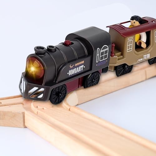 Elektrischer Personenzug, Batteriebetriebene Eisenbahn Lokomotive, Klassisches Zugmodell für Holzschienensysteme und Display