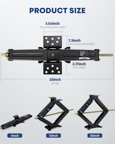 Image of [Upgrade] Kohree 7500lbs RV Stabilizer Leveling Scissor Jacks 24 inch for Travel Trailer Camper, Set of 4, Heavy Duty RV Stabilizer Jacks Kit with Crank Handle and Drill Bit