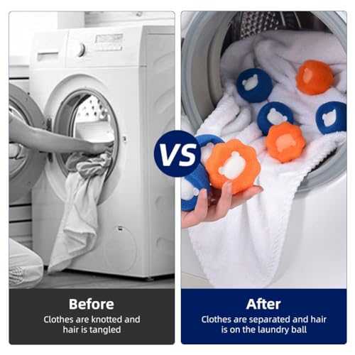 Image of 10 Pcs Pet Hair Remover for Laundry, Washing Machine Hair Catcher, Dryer Balls for Clothing Dog Cat Pet Fur Remover (Orange+Blue)