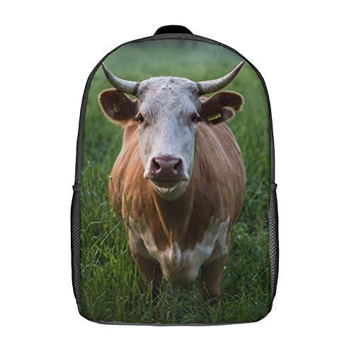 Sac à dos imprimé 3D vache de 17 pouces robuste pour protéger le matériel scolaire