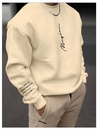GORGLITTER Mens Crewneck Sweatshirts Letter Graphic Print Long Sleeve Pullover Tops3