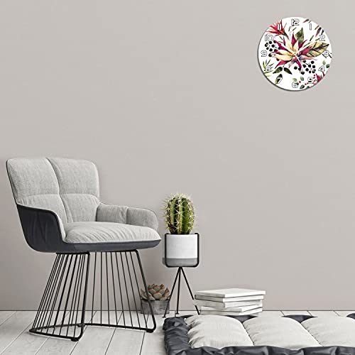 Horloge en Verre Murale Fleurs 30 cm Cadran Silencieux